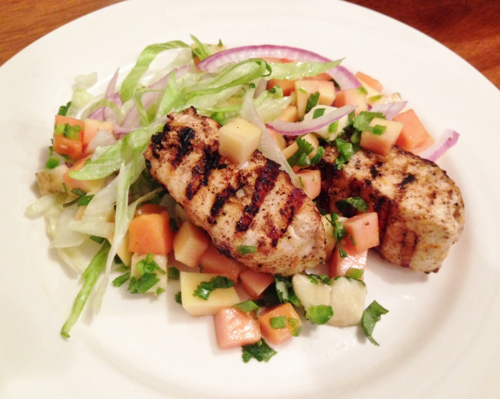 Gluten Free Grilled Fish Salad with Fruit Salsa