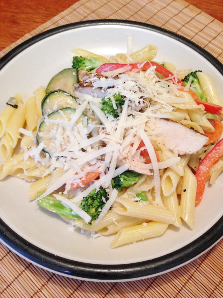 G-free Pasta Primavera with Grilled Chicken